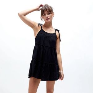 LA Hearts Black Tie Strap Babydoll Dress - S